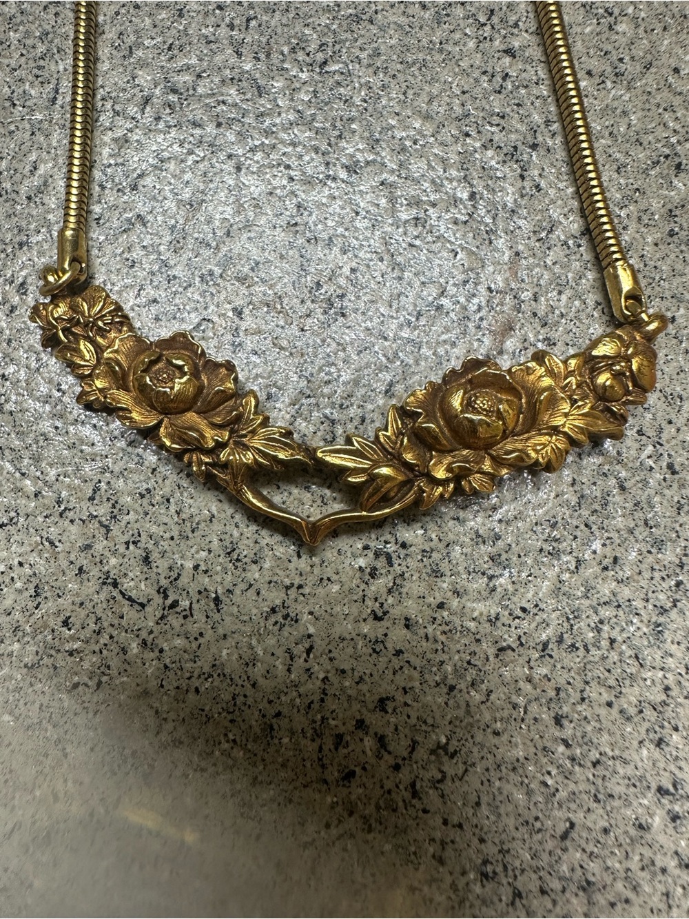 Vintage Gold Floral Necklace - Women's Statement Jewelry